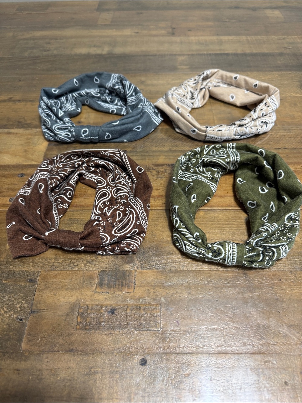 Women’s Bandana Knot Headbands - Gray, Beige, Brown, Olive
